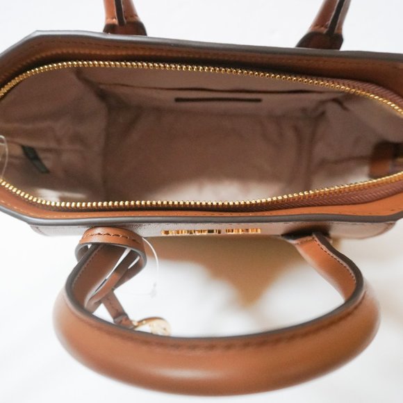 Michael Kors Avril Small Top Zip Satchel Shoulder Bag Brown Luggage - Picture 10 of 14